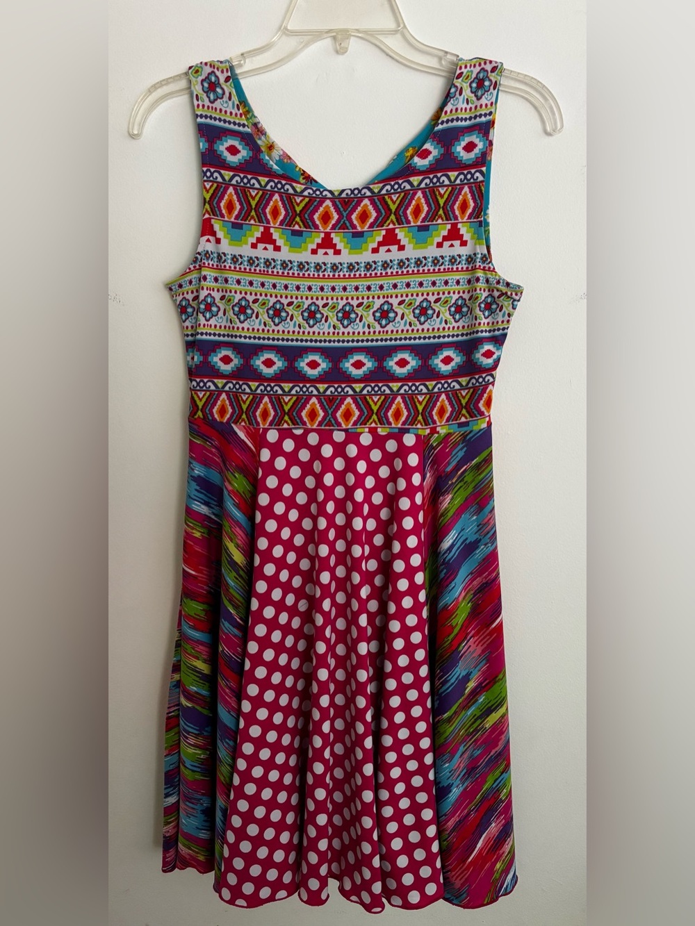 Emily West Girls Flip and Twirl Reversible Twirl Dress Pink Blue Polka Dot Dress